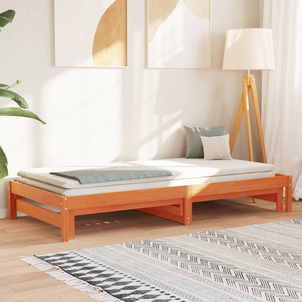 Slaapbank met onderschuifbed 90x200 cm massief grenenhout is nu te koop bij PeponiXL, paradijselijk wonen!