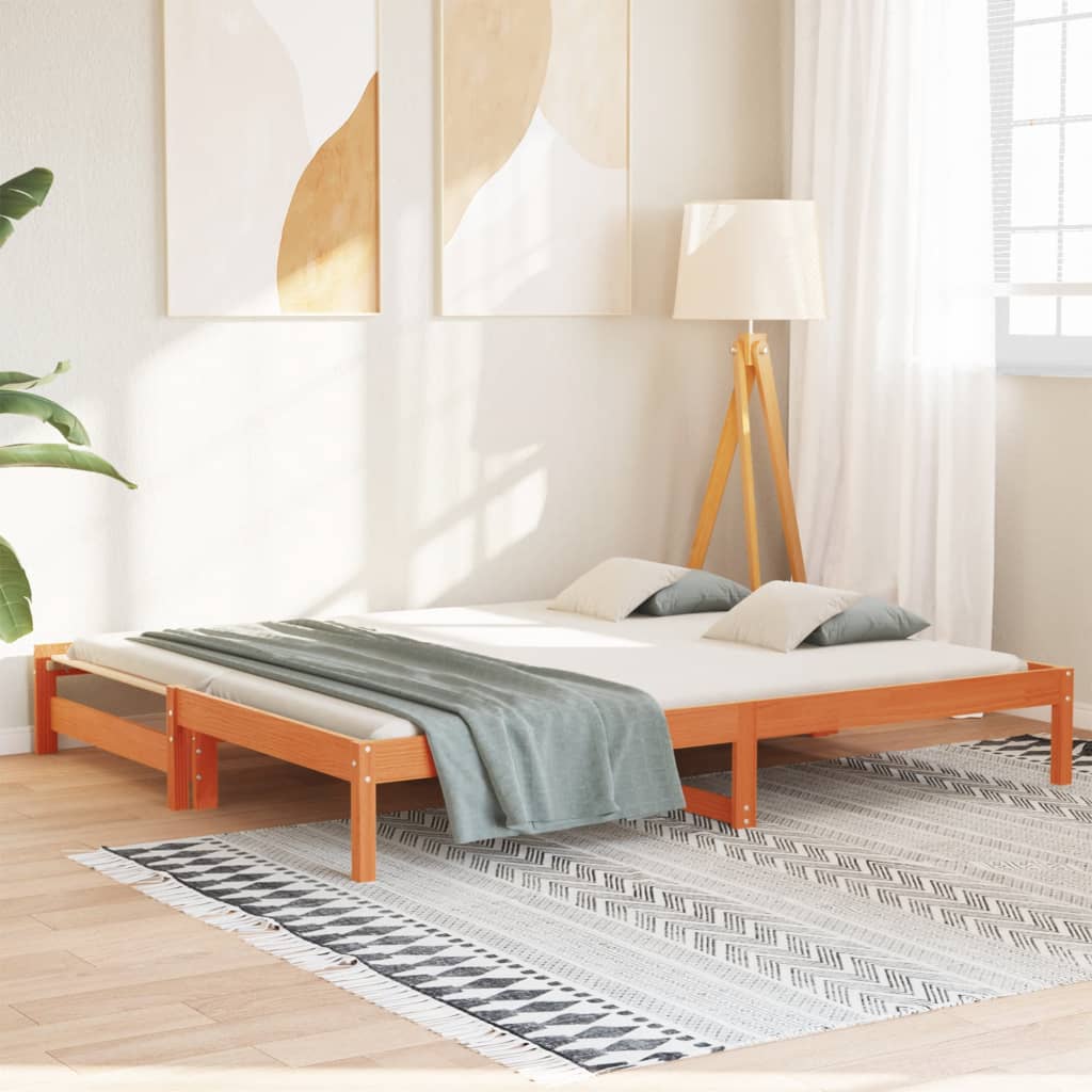 Slaapbank met onderschuifbed 90x200 cm massief grenenhout is nu te koop bij PeponiXL, paradijselijk wonen!