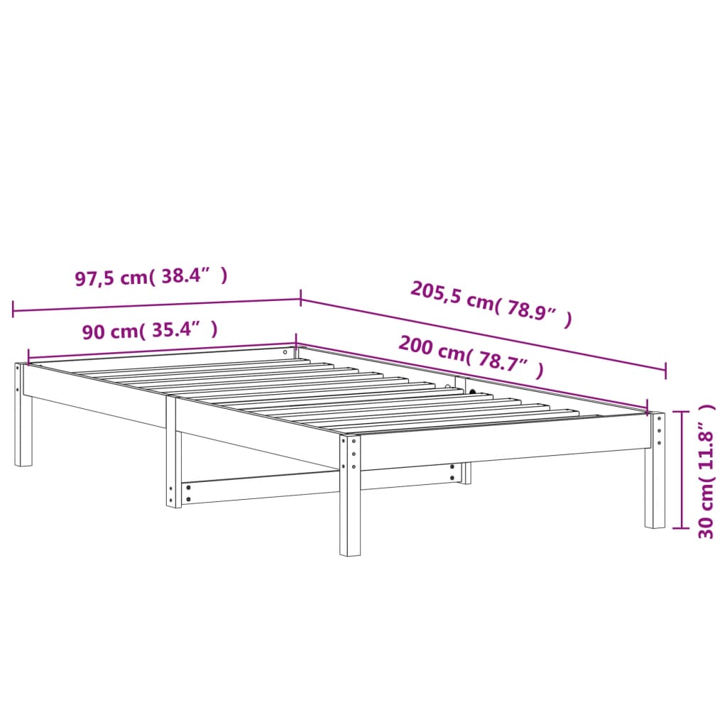 Slaapbank zonder matras 90x200 cm massief grenenhout wasbruin is nu te koop bij PeponiXL, paradijselijk wonen!