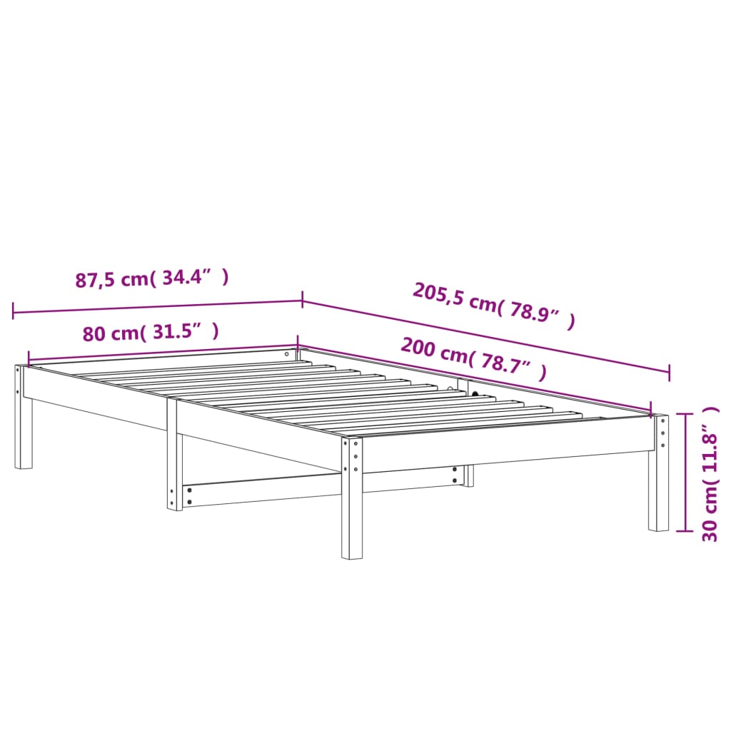 Slaapbank zonder matras 80x200 cm massief grenenhout wasbruin is nu te koop bij PeponiXL, paradijselijk wonen!