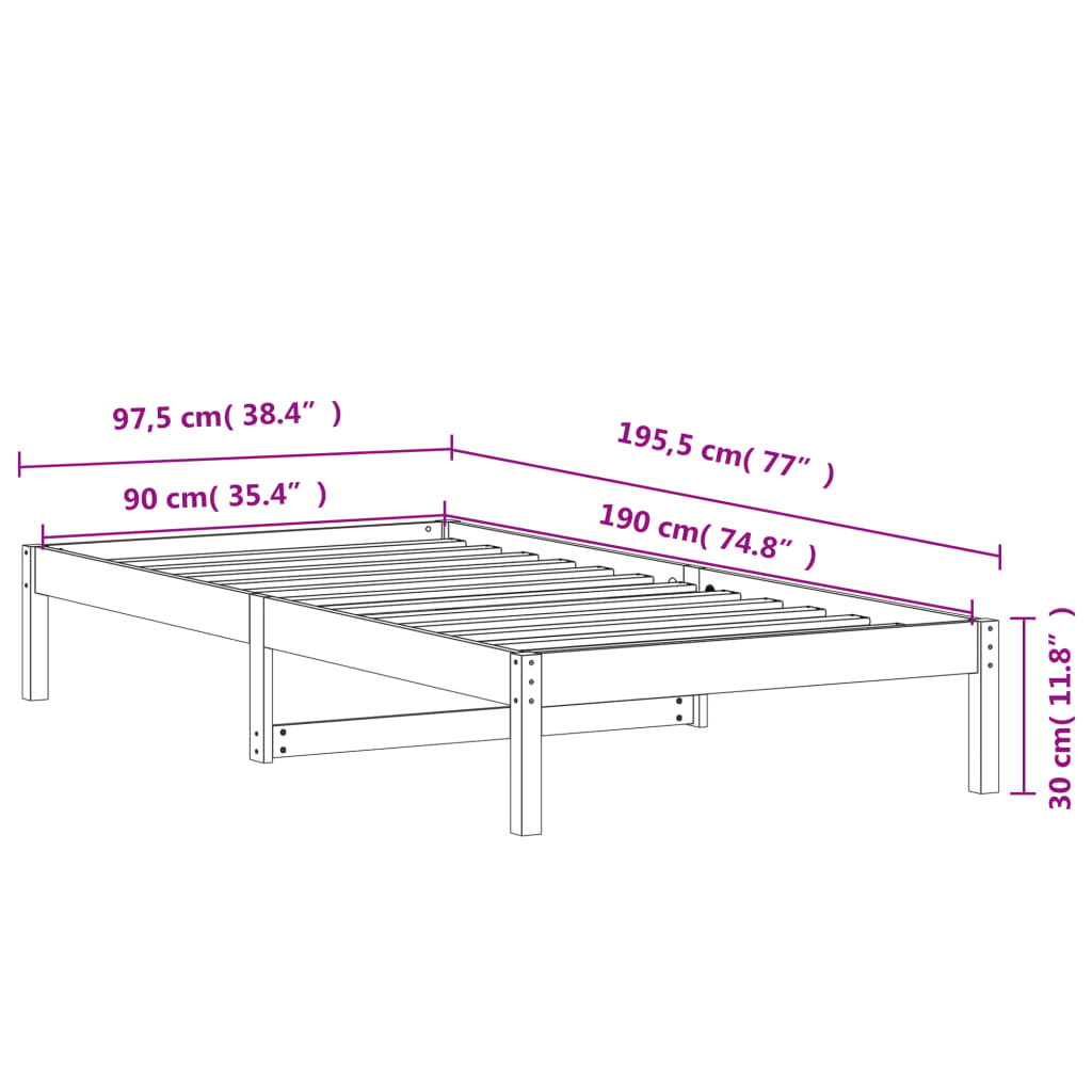 Slaapbank zonder matras 90x190 cm massief grenenhout wasbruin is nu te koop bij PeponiXL, paradijselijk wonen!