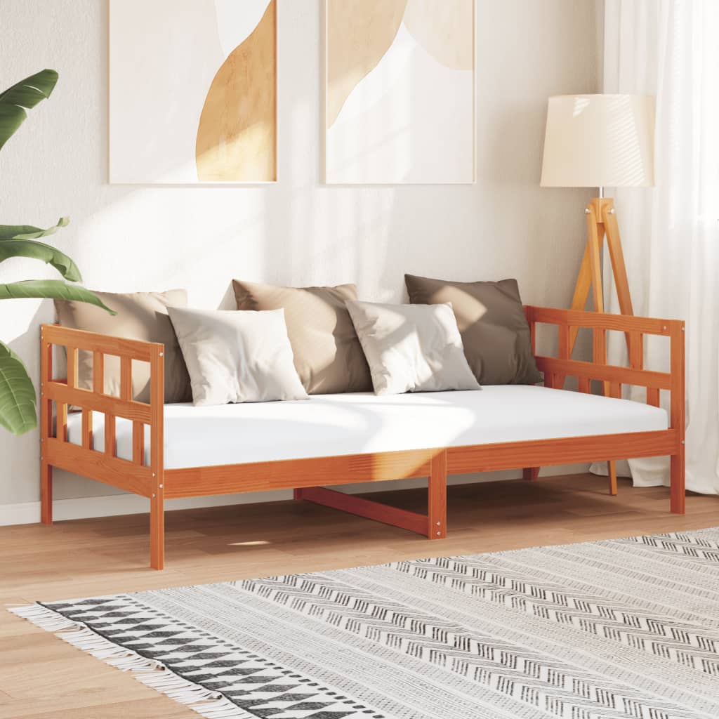 Slaapbank zonder matras 90x200 cm massief grenenhout wasbruin is nu te koop bij PeponiXL, paradijselijk wonen!