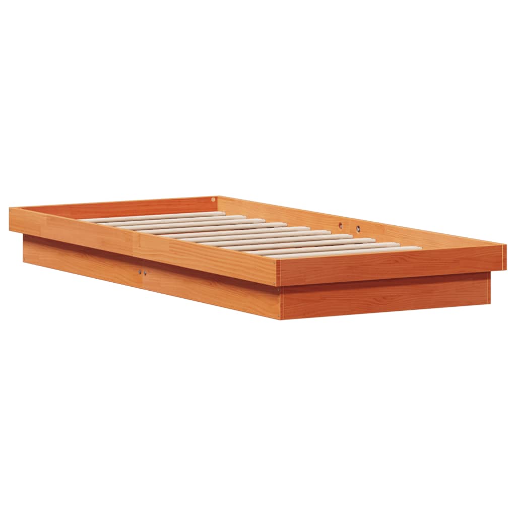 Bedframe met LED massief grenenhout wasbruin 90x200 cm is nu te koop bij PeponiXL, paradijselijk wonen!