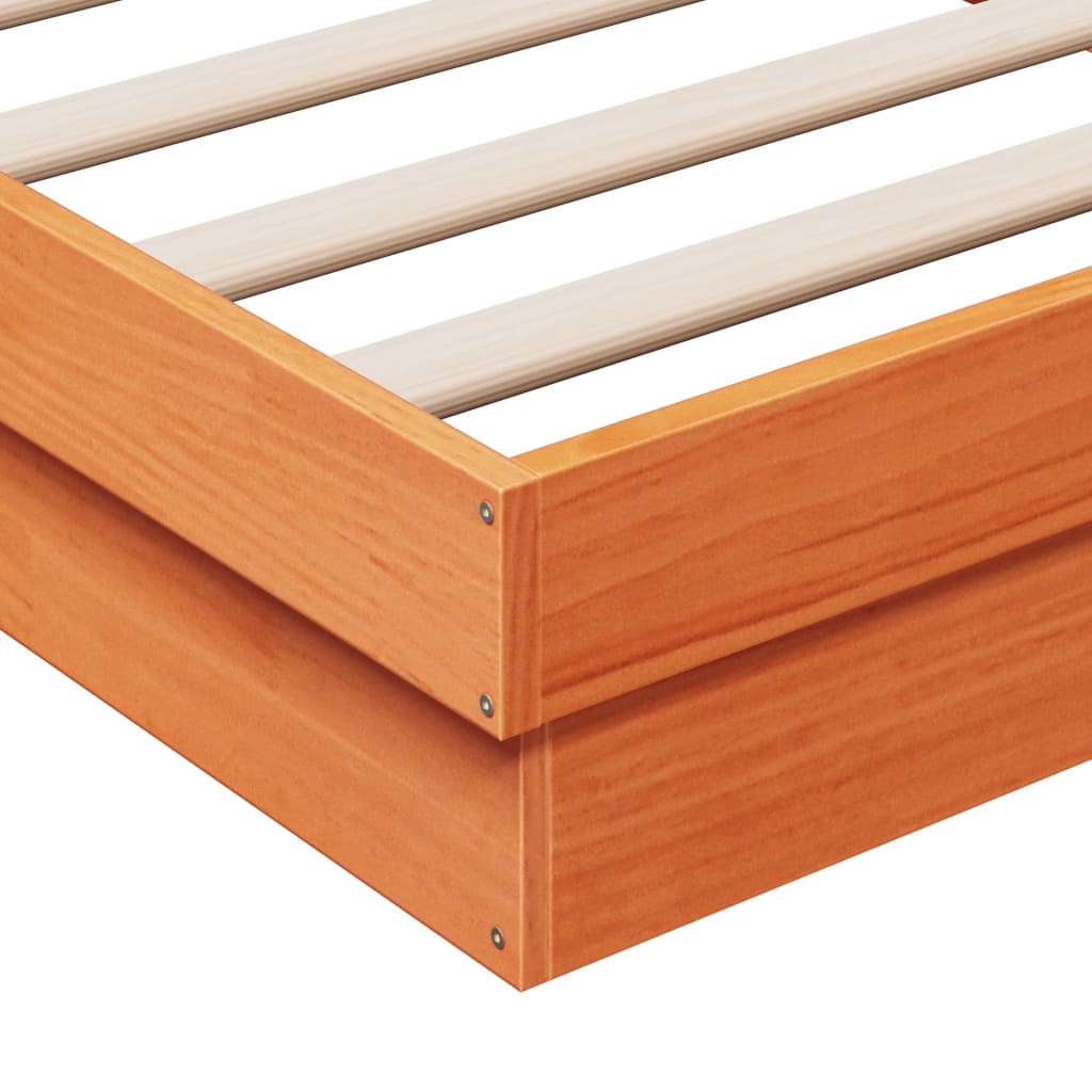 Bedframe met LED massief grenenhout wasbruin 90x200 cm is nu te koop bij PeponiXL, paradijselijk wonen!