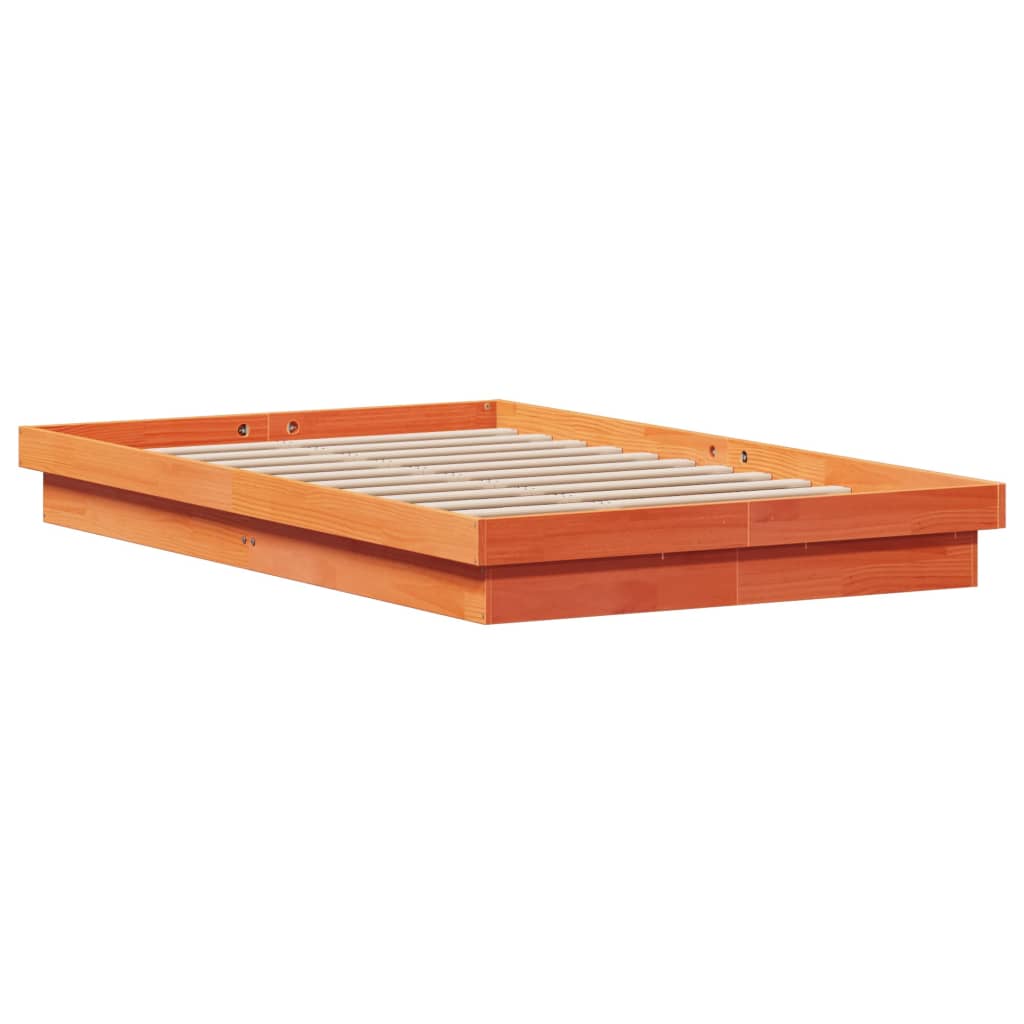 Bedframe met LED massief grenenhout wasbruin 140x200 cm is nu te koop bij PeponiXL, paradijselijk wonen!