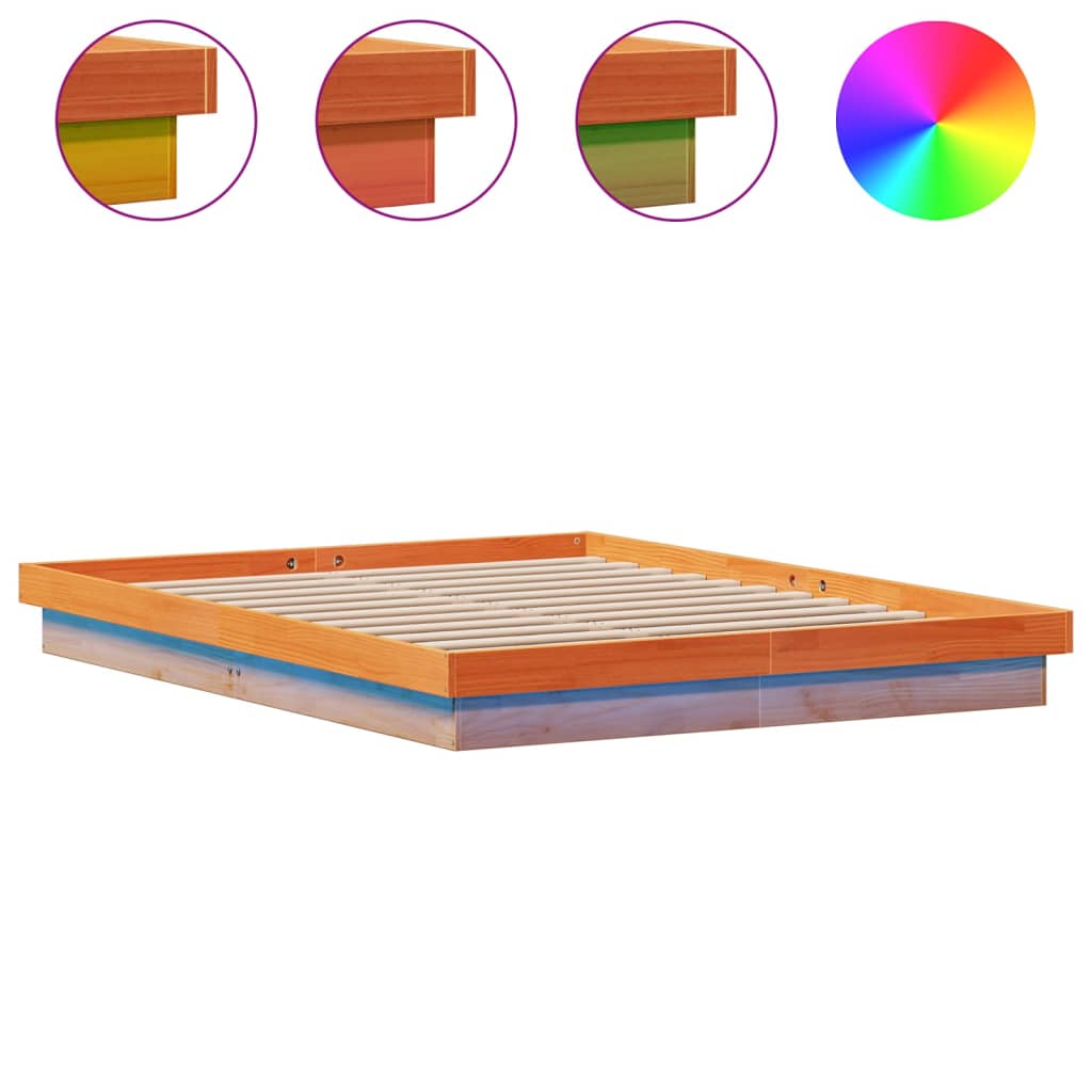 Bedframe met LED massief grenenhout wasbruin 160x200 cm is nu te koop bij PeponiXL, paradijselijk wonen!