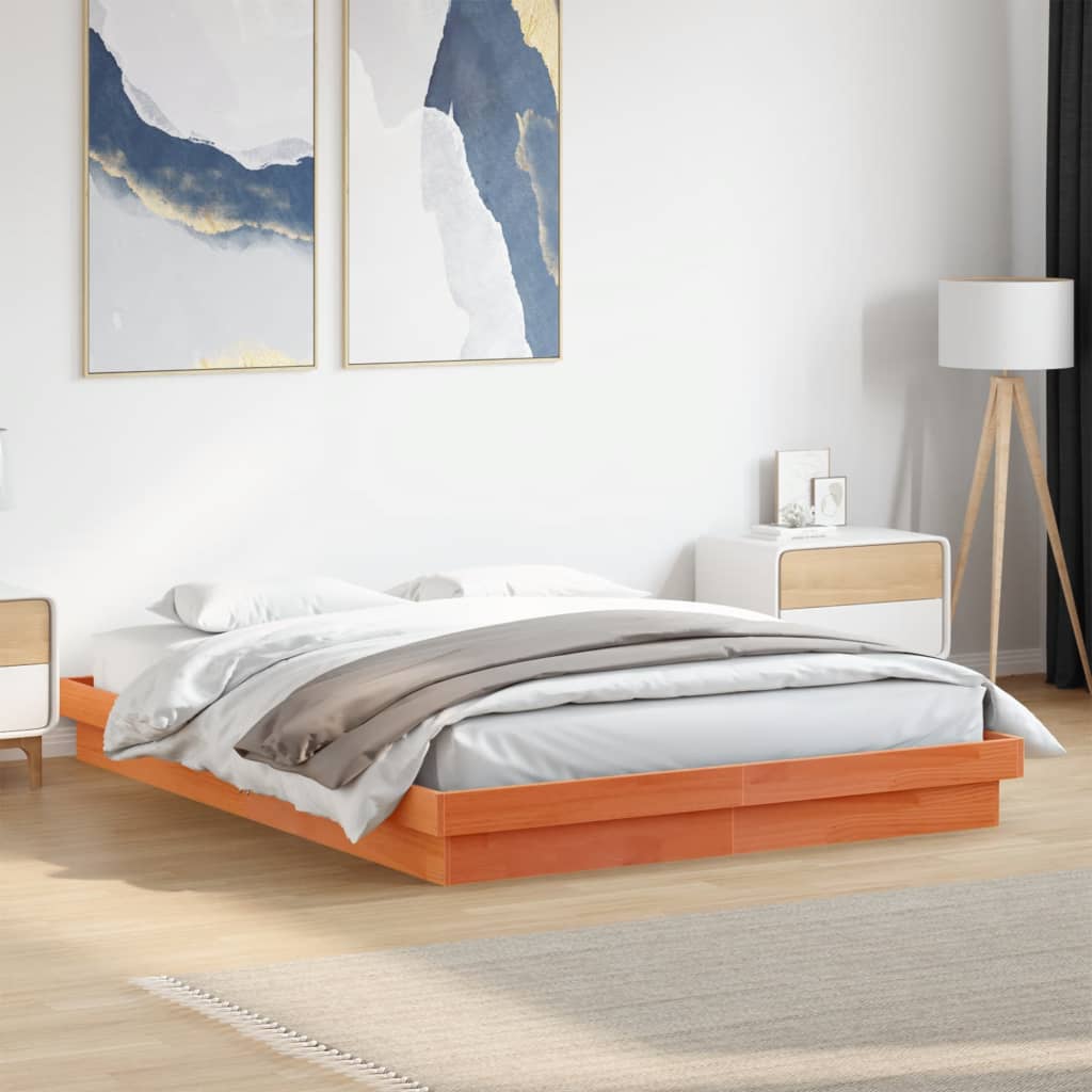Bedframe met LED massief grenenhout wasbruin 160x200 cm is nu te koop bij PeponiXL, paradijselijk wonen!