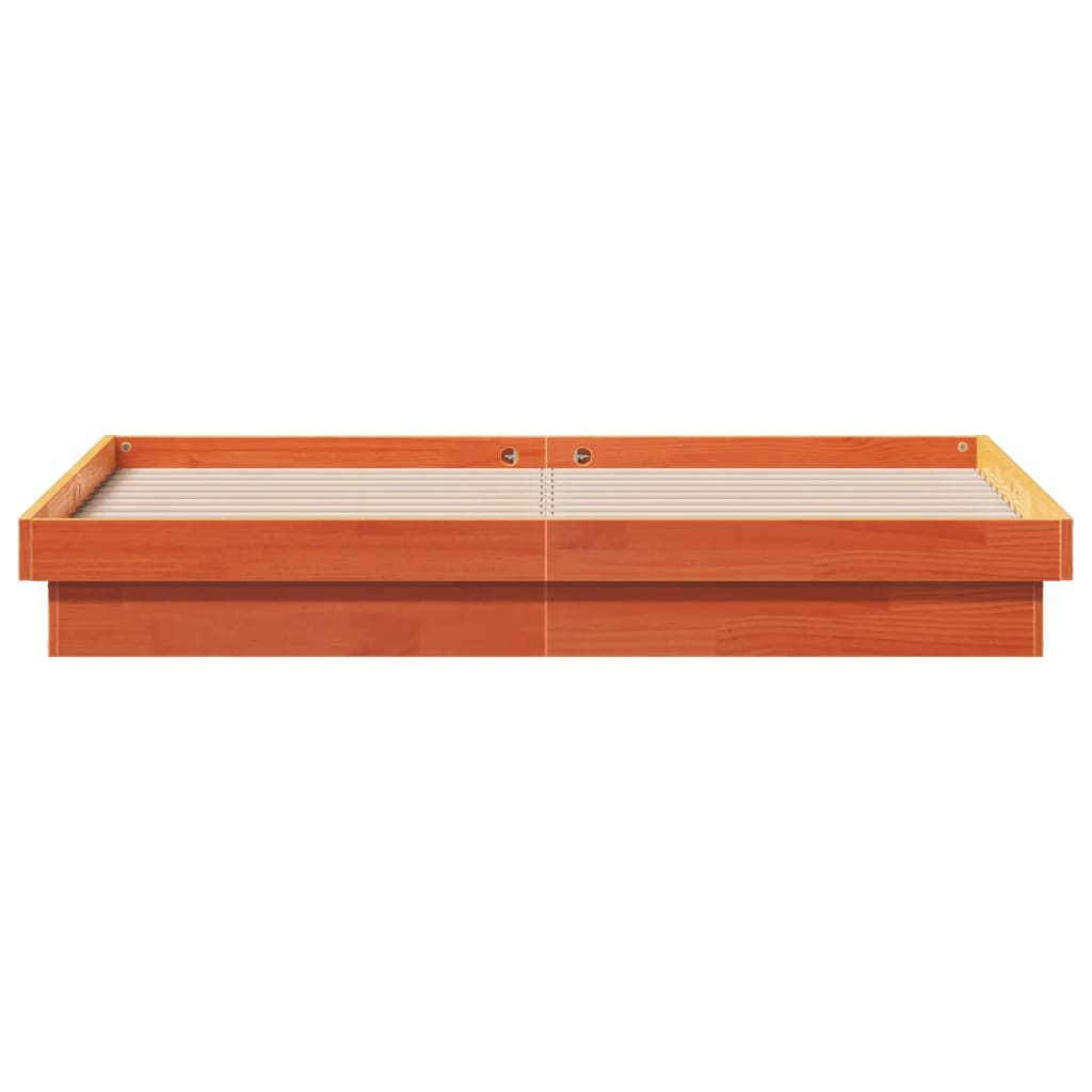 Bedframe met LED massief grenenhout wasbruin 160x200 cm is nu te koop bij PeponiXL, paradijselijk wonen!