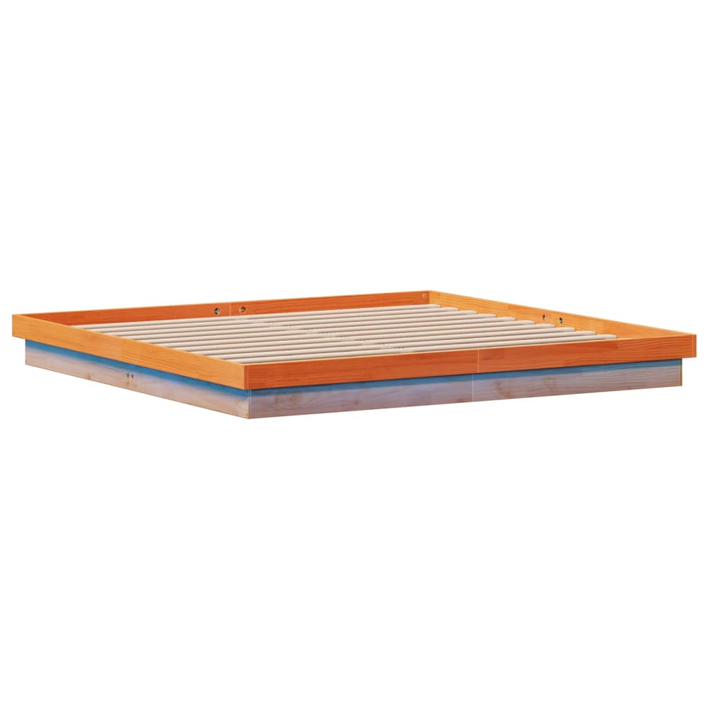 Bedframe met LED massief grenenhout wasbruin 200x200 cm is nu te koop bij PeponiXL, paradijselijk wonen!