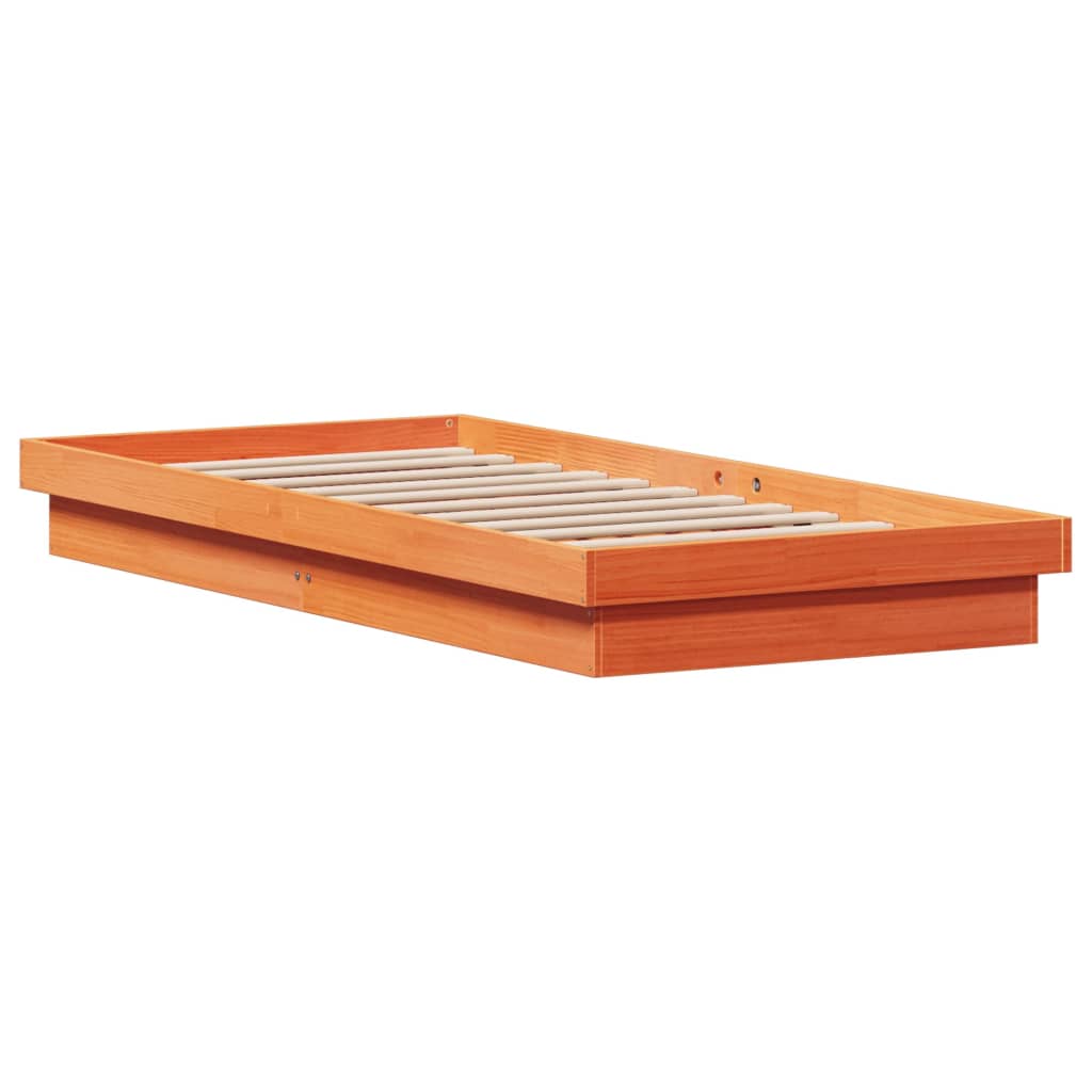 Bedframe met LED massief grenenhout wasbruin 90x190 cm is nu te koop bij PeponiXL, paradijselijk wonen!