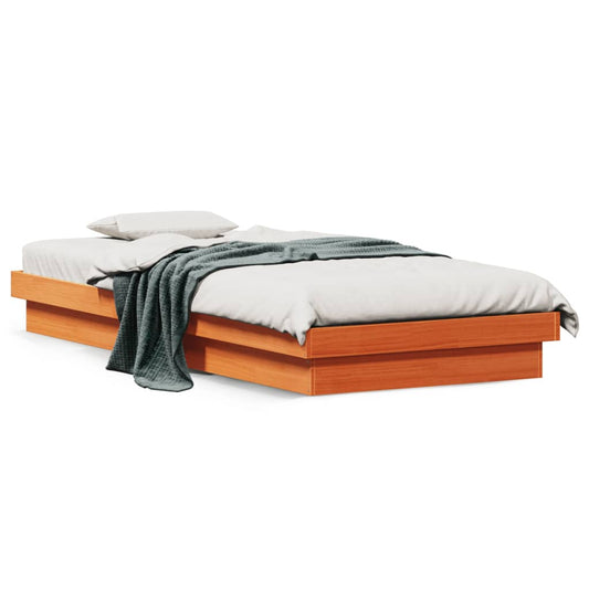 Bedframe met LED massief grenenhout wasbruin 90x190 cm is nu te koop bij PeponiXL, paradijselijk wonen!