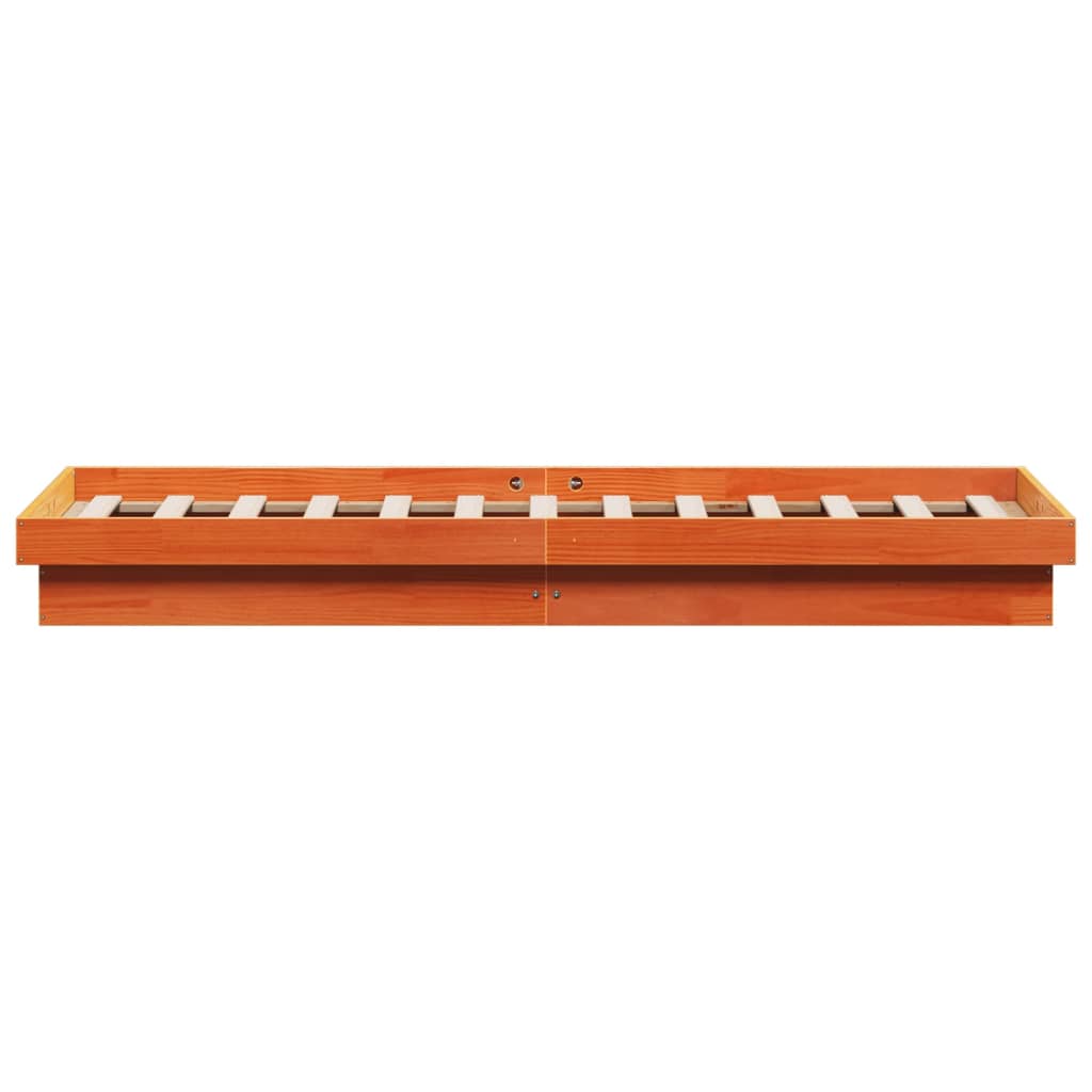 Bedframe met LED massief grenenhout wasbruin 120x190 cm is nu te koop bij PeponiXL, paradijselijk wonen!