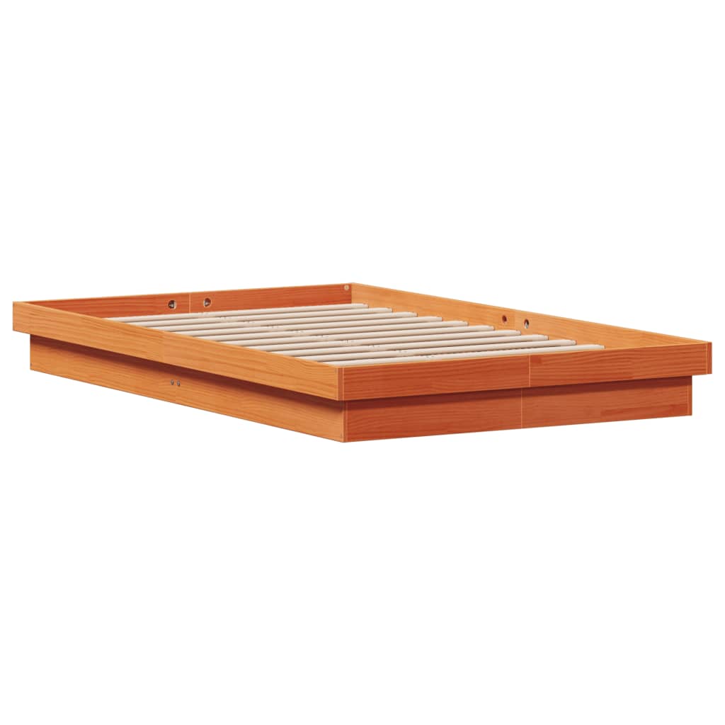 Bedframe met LED massief grenenhout wasbruin 120x190 cm is nu te koop bij PeponiXL, paradijselijk wonen!