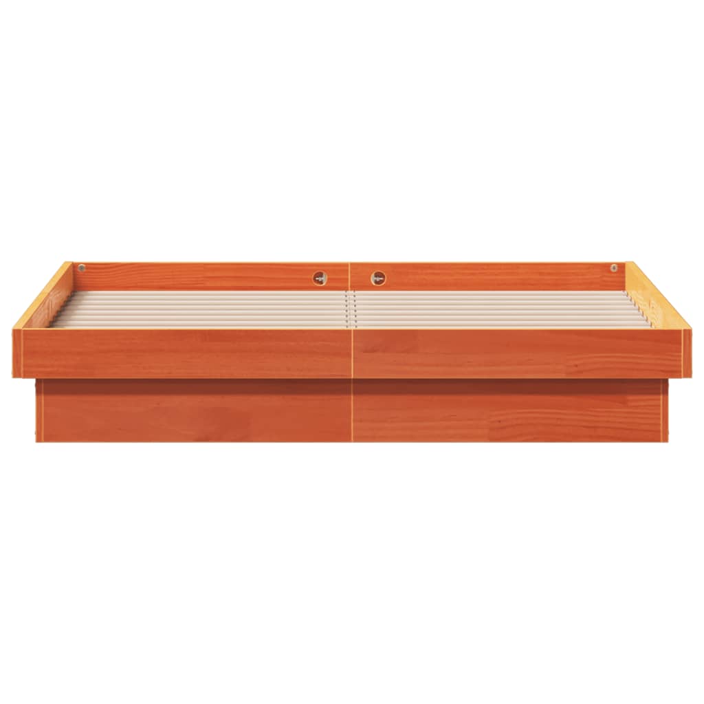 Bedframe met LED massief grenenhout wasbruin 140x190 cm is nu te koop bij PeponiXL, paradijselijk wonen!