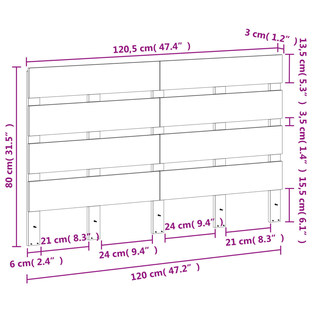 Hoofdbord 120 cm massief grenenhout wasbruin is nu te koop bij PeponiXL, paradijselijk wonen!