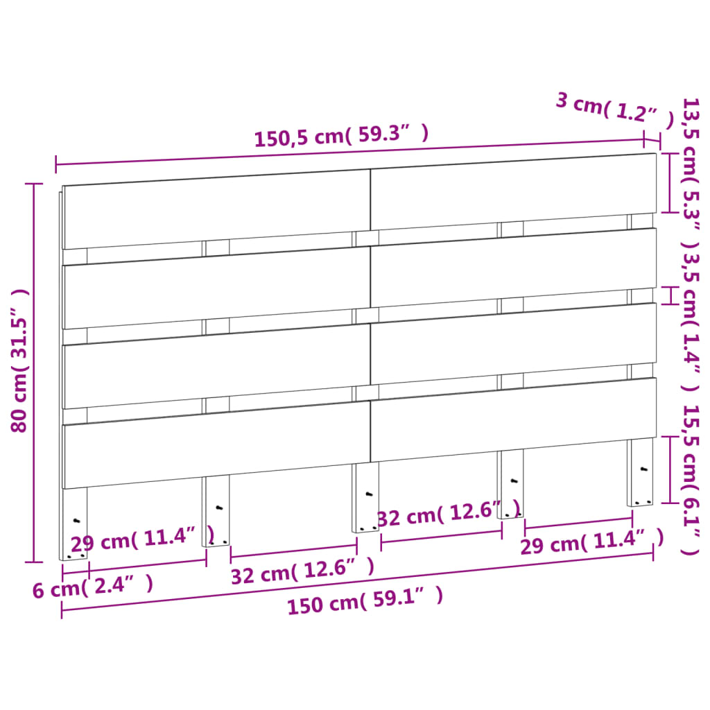 Hoofdbord 150 cm massief grenenhout wasbruin is nu te koop bij PeponiXL, paradijselijk wonen!