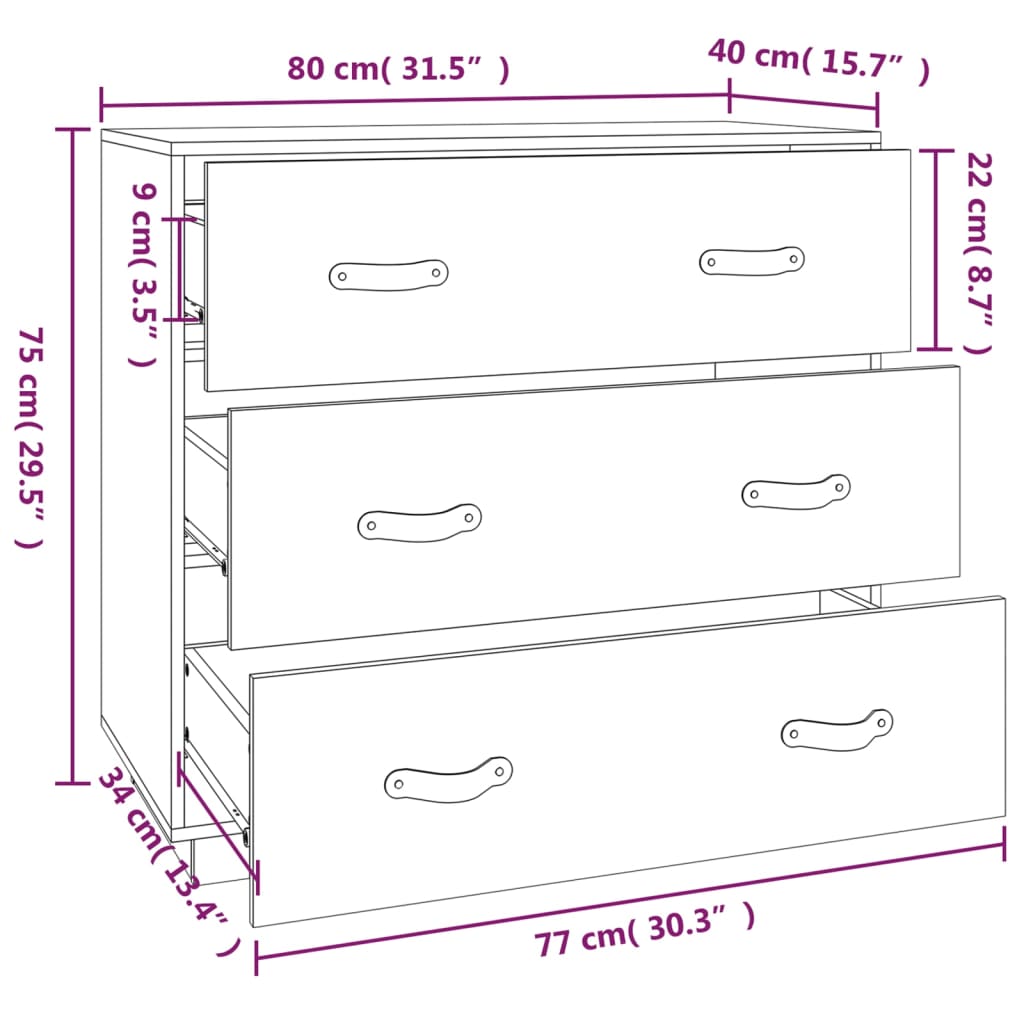 Dressoir 80x40x75 cm massief grenenhout wasbruin is nu te koop bij PeponiXL, paradijselijk wonen!