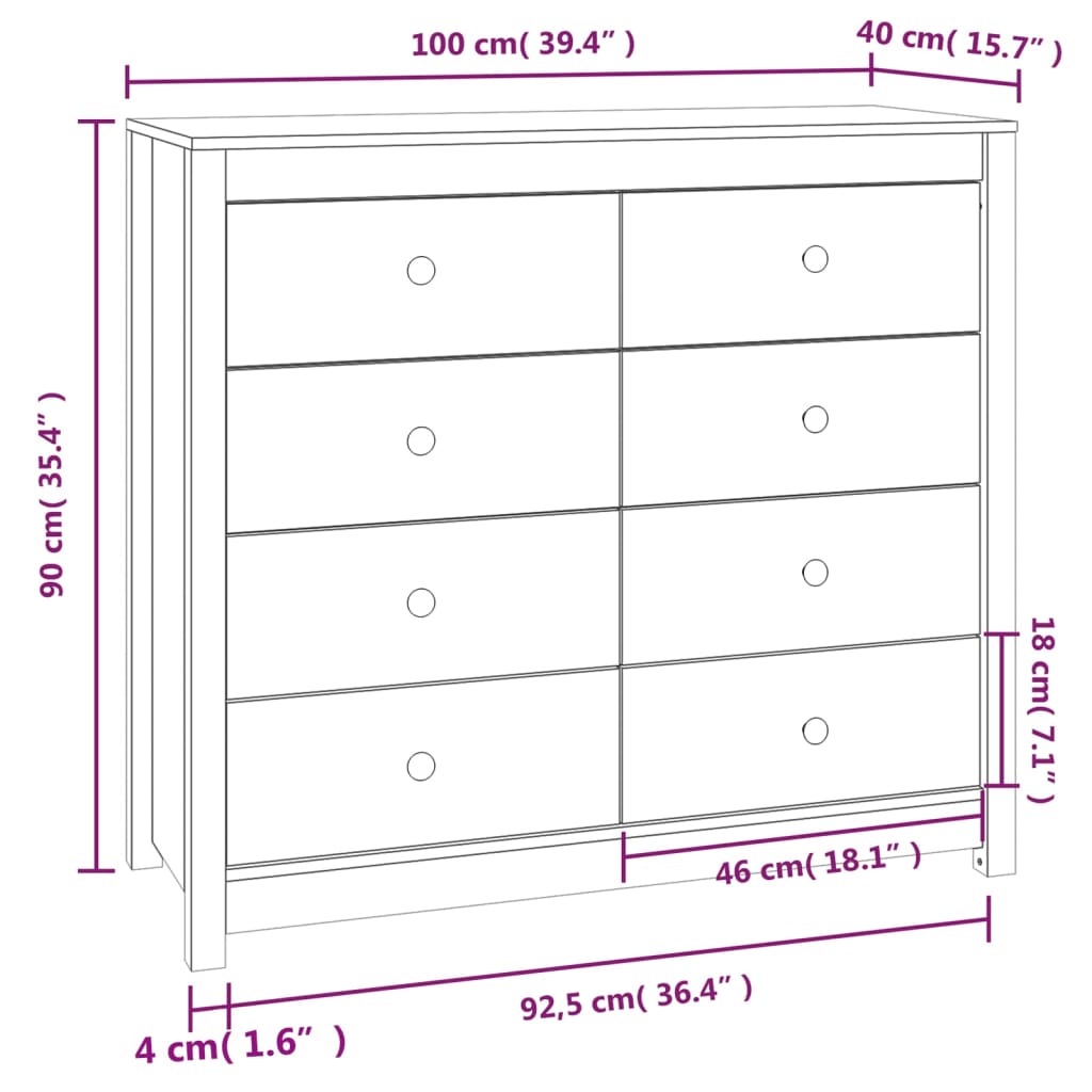 Dressoir 100x40x90 cm massief grenenhout wasbruin is nu te koop bij PeponiXL, paradijselijk wonen!