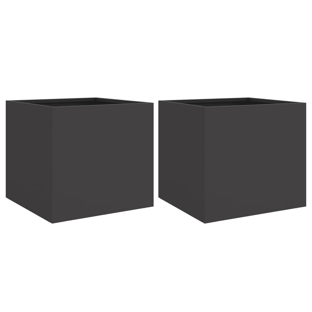 Plantenbakken 2 st 32x30x29 cm staal zwart is nu te koop bij PeponiXL, paradijselijk wonen!