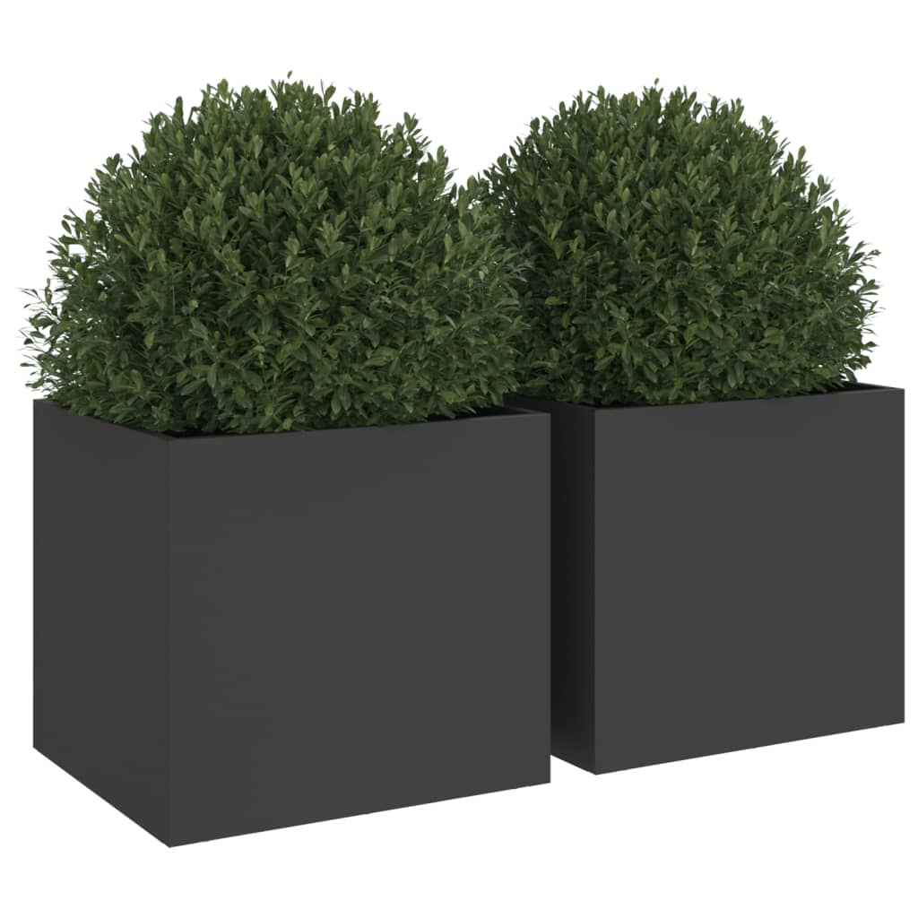 Plantenbakken 2 st 32x30x29 cm staal zwart is nu te koop bij PeponiXL, paradijselijk wonen!