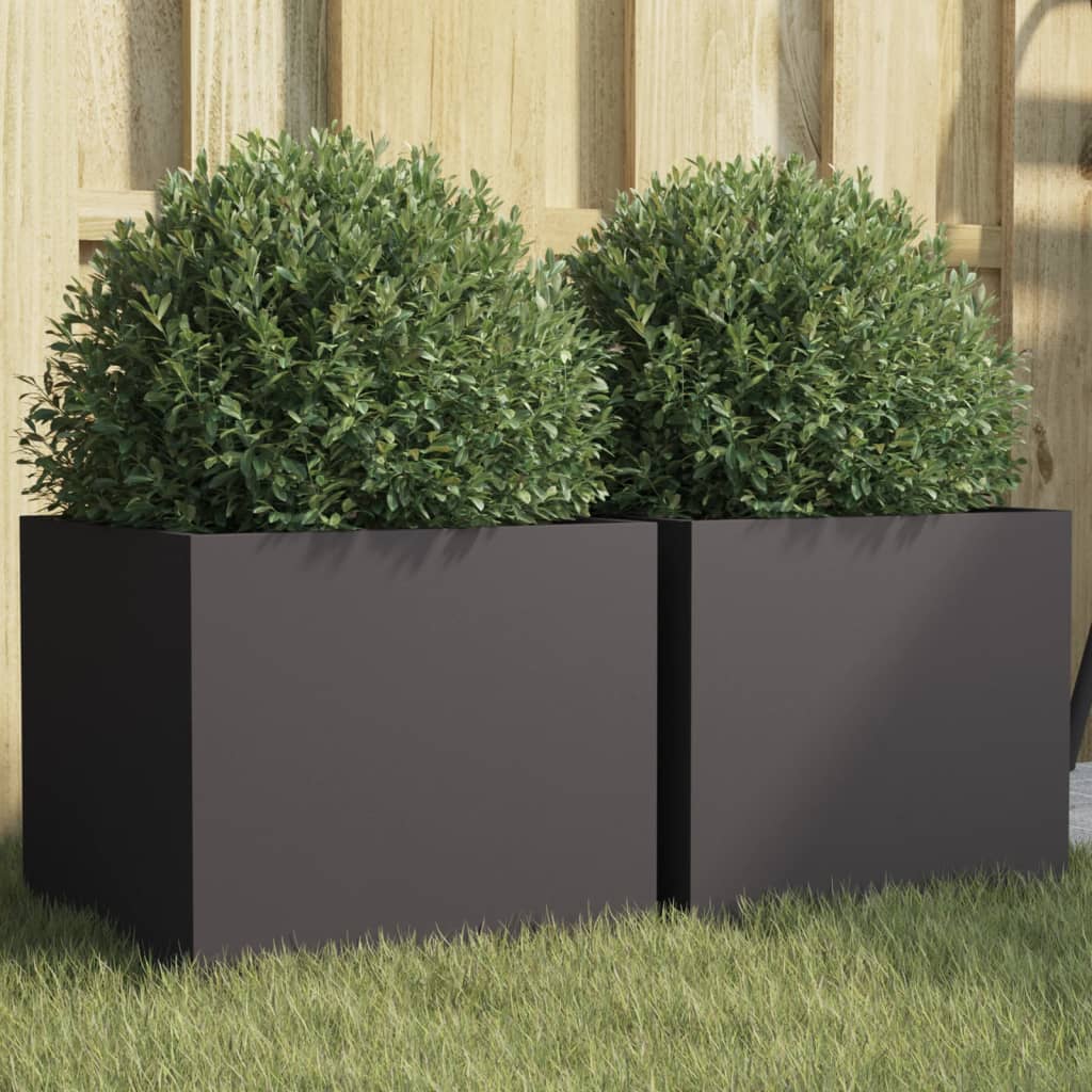 Plantenbakken 2 st 32x30x29 cm staal zwart is nu te koop bij PeponiXL, paradijselijk wonen!