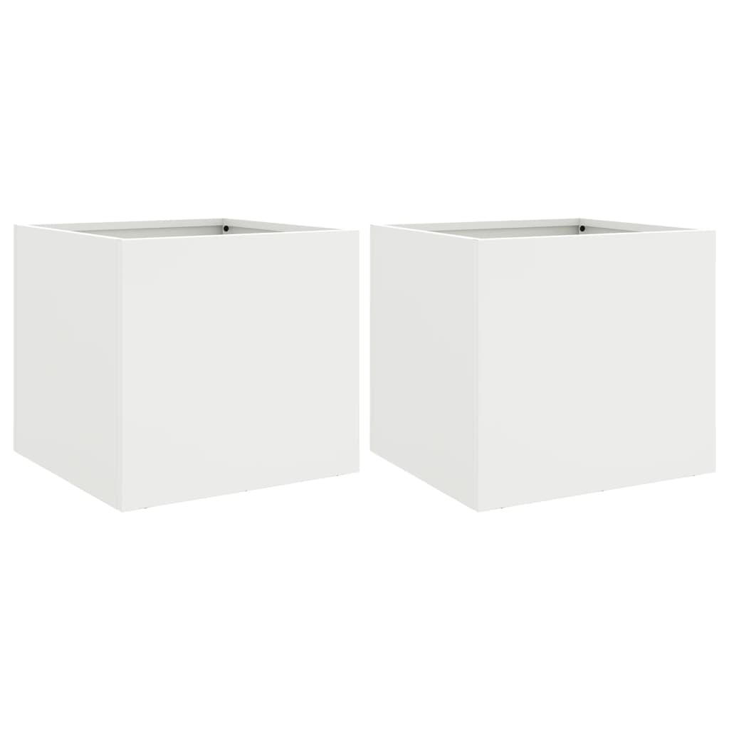 Plantenbakken 2 st 32x30x29 cm staal wit is nu te koop bij PeponiXL, paradijselijk wonen!