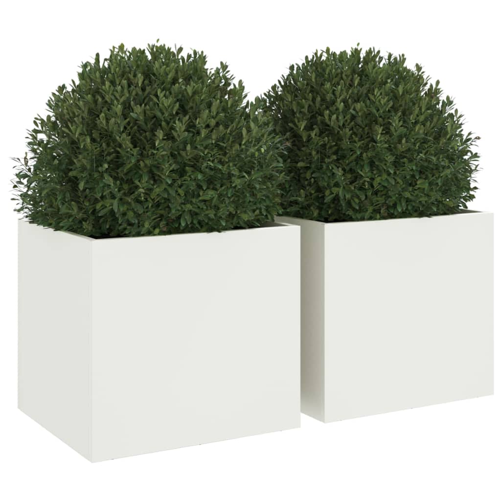 Plantenbakken 2 st 32x30x29 cm staal wit is nu te koop bij PeponiXL, paradijselijk wonen!
