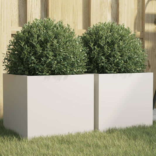 Plantenbakken 2 st 32x30x29 cm staal wit is nu te koop bij PeponiXL, paradijselijk wonen!