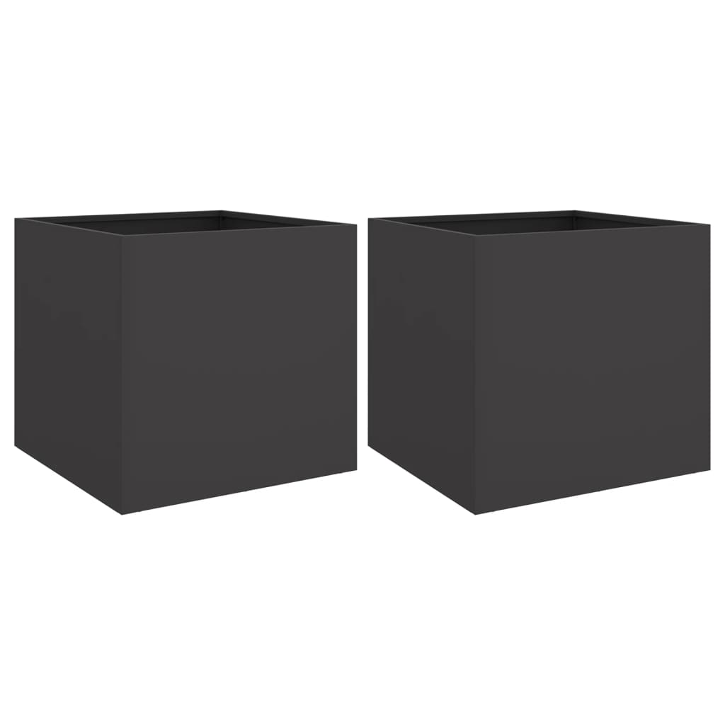 Plantenbakken 2 st 42x40x39 cm staal zwart is nu te koop bij PeponiXL, paradijselijk wonen!