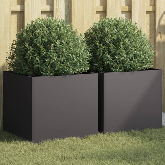 Plantenbakken 2 st 42x40x39 cm staal zwart is nu te koop bij PeponiXL, paradijselijk wonen!