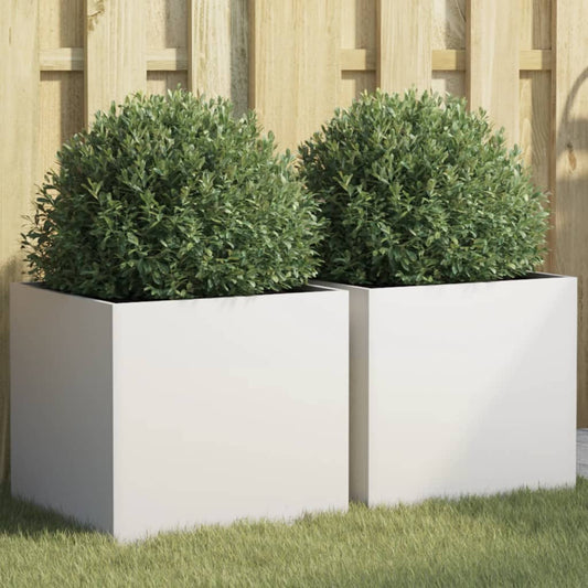 Plantenbakken 2 st 42x40x39 cm staal wit is nu te koop bij PeponiXL, paradijselijk wonen!