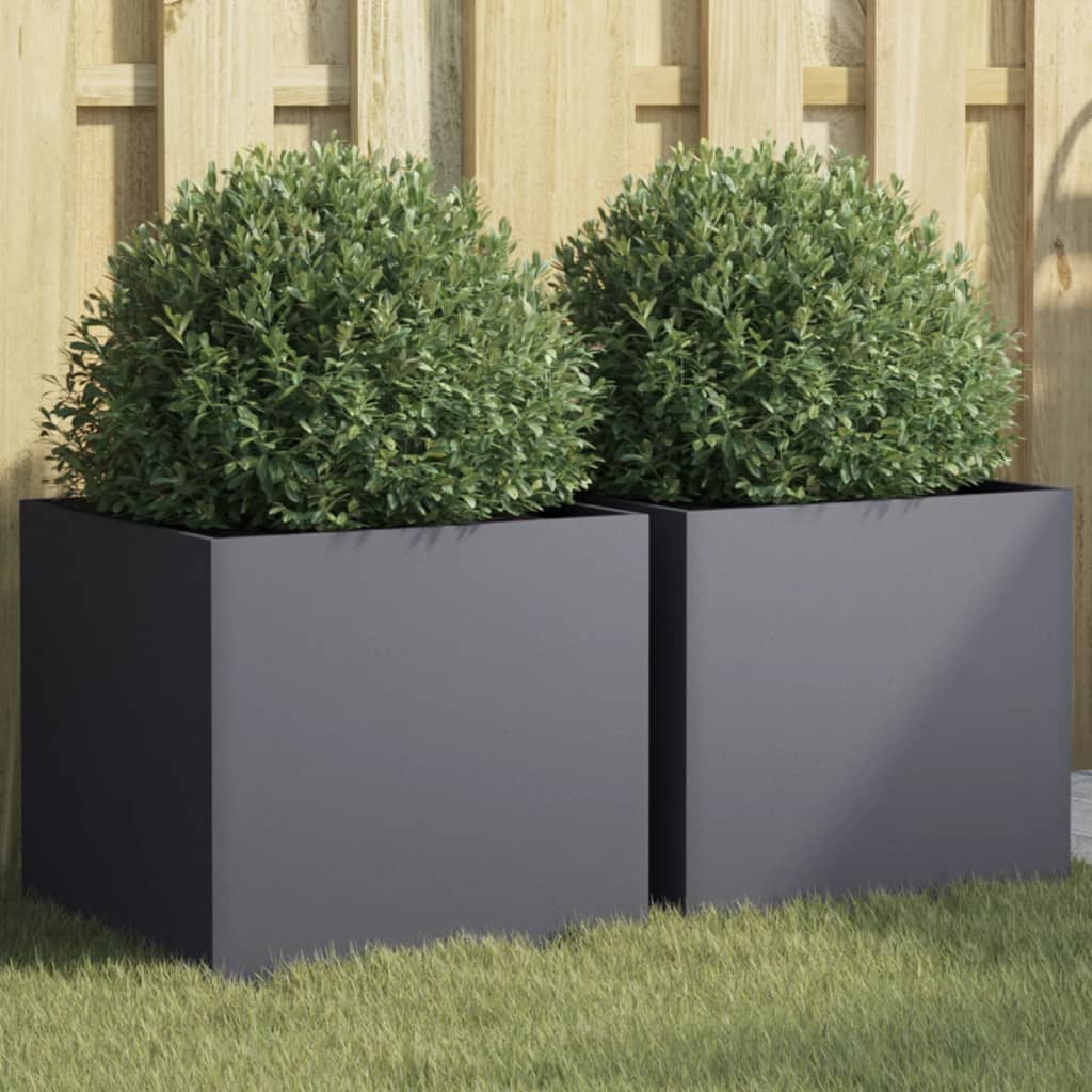 Plantenbakken 2 st 42x40x39 cm staal antracietkleurig is nu te koop bij PeponiXL, paradijselijk wonen!