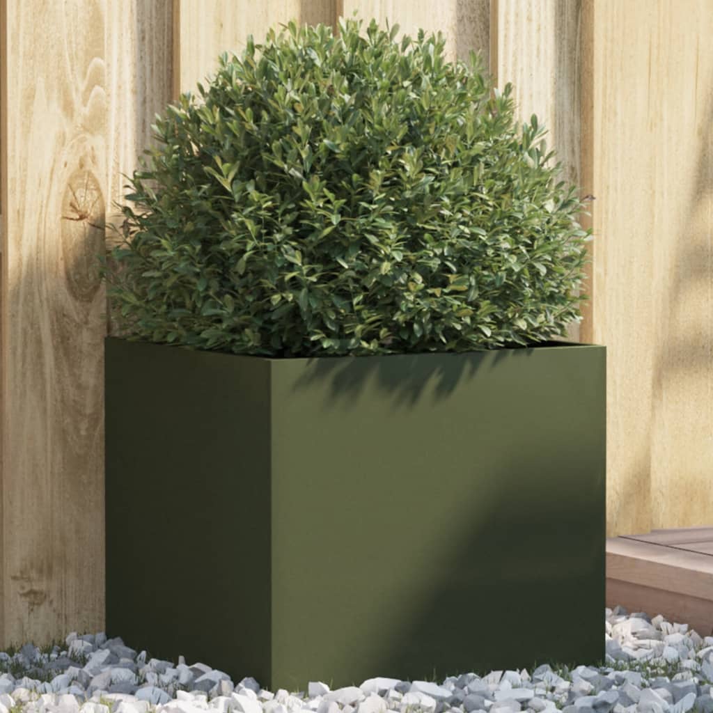 Plantenbak 42x40x39 cm staal olijfgroen is nu te koop bij PeponiXL, paradijselijk wonen!