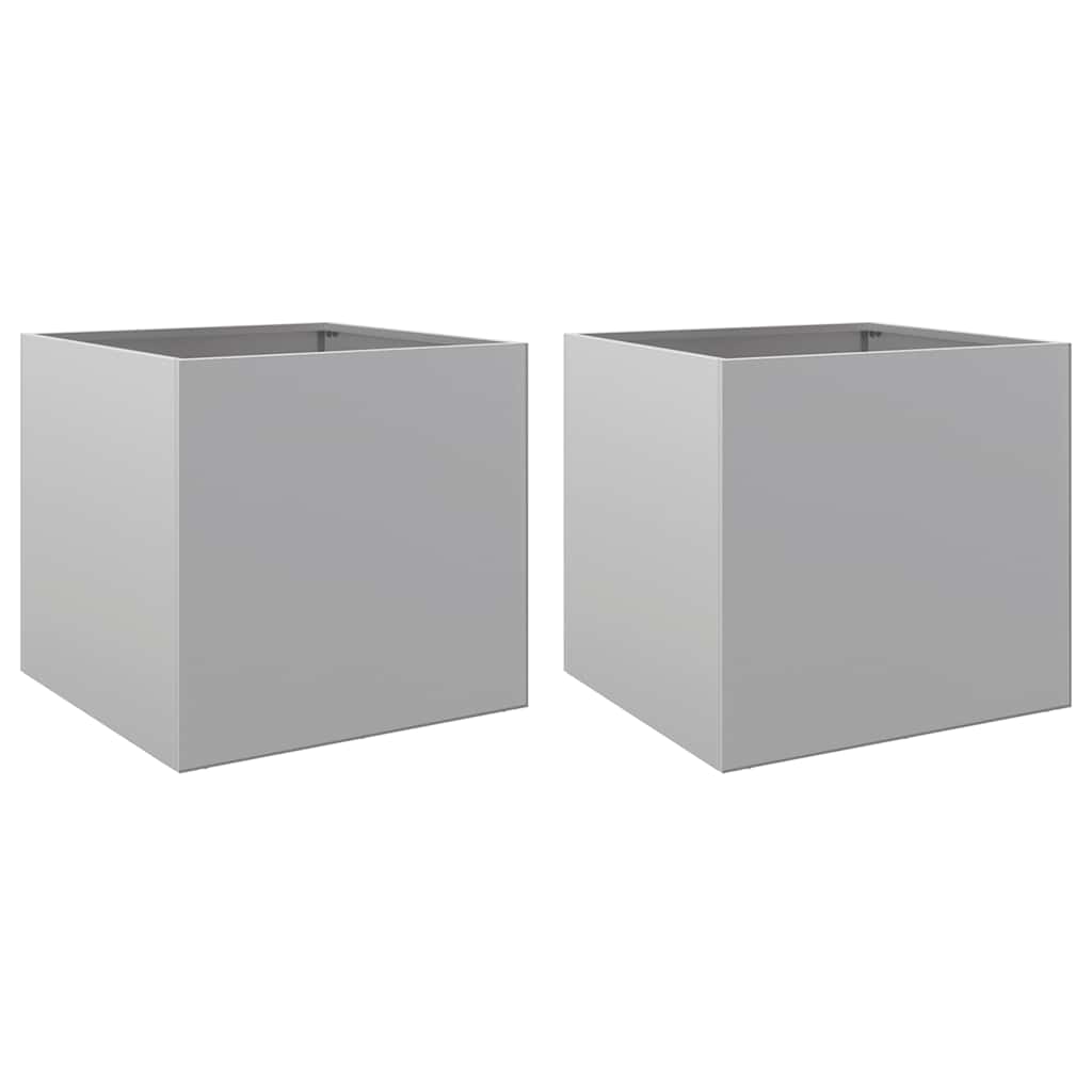 Plantenbakken 2 st 42x40x39 cm gegalvaniseerd staal zilverkleur is nu te koop bij PeponiXL, paradijselijk wonen!