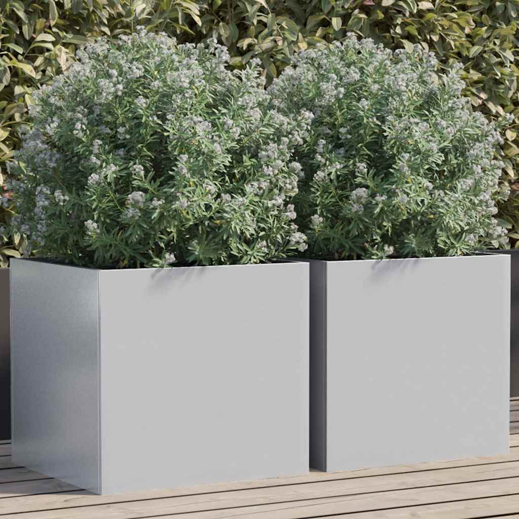 Plantenbakken 2 st 42x40x39 cm gegalvaniseerd staal zilverkleur is nu te koop bij PeponiXL, paradijselijk wonen!
