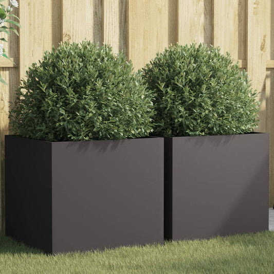 Plantenbakken 2 st 49x47x46 cm staal zwart is nu te koop bij PeponiXL, paradijselijk wonen!