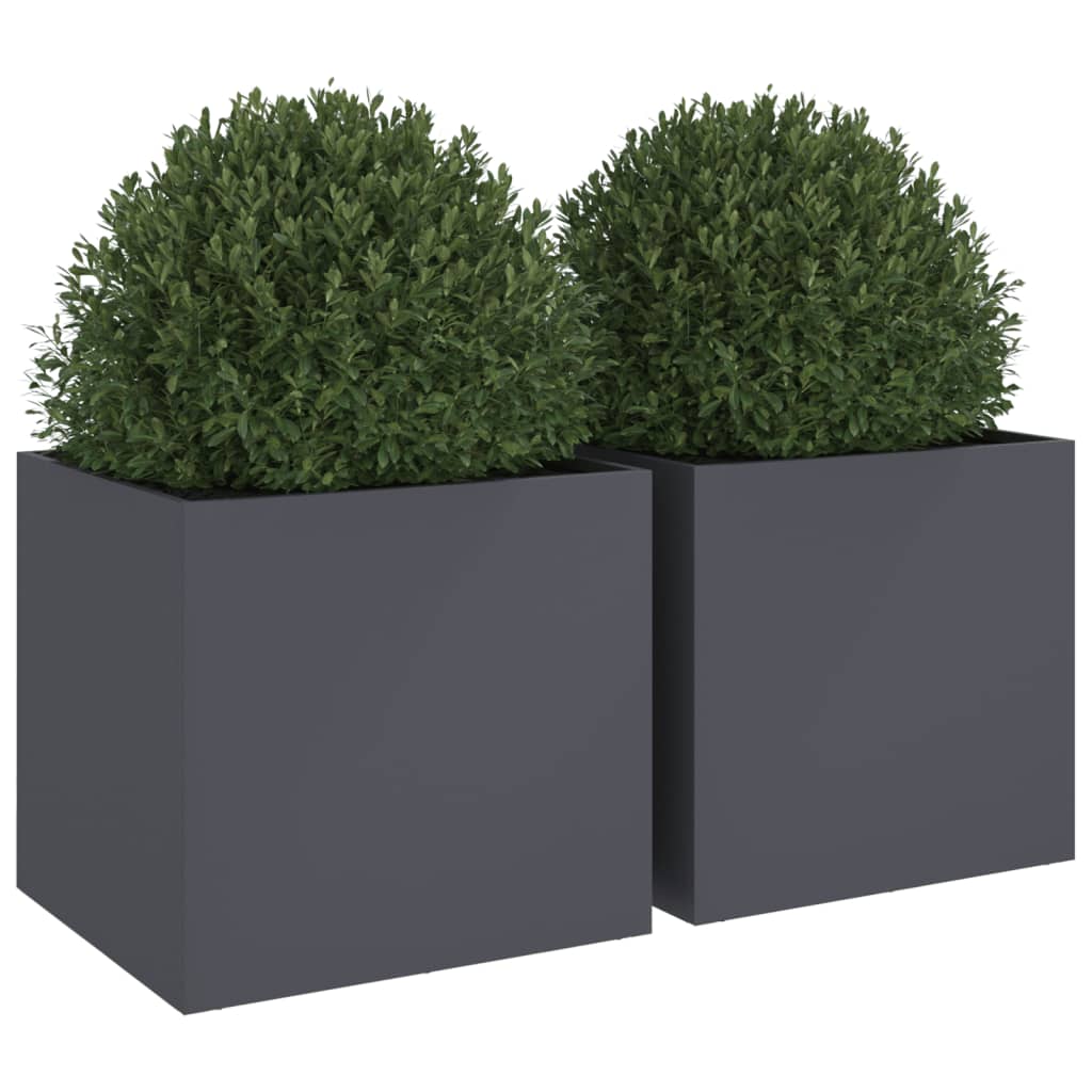 Plantenbakken 2 st 49x47x46 cm staal antracietkleurig is nu te koop bij PeponiXL, paradijselijk wonen!