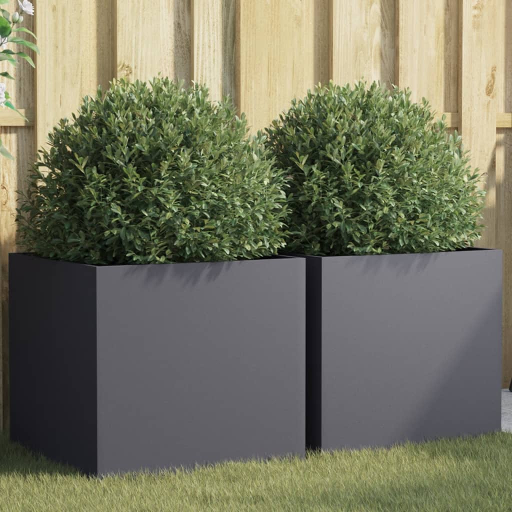 Plantenbakken 2 st 49x47x46 cm staal antracietkleurig is nu te koop bij PeponiXL, paradijselijk wonen!