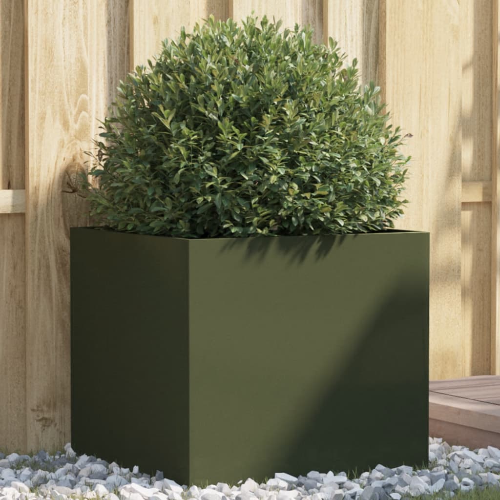 Plantenbak 49x47x46 cm staal olijfgroen is nu te koop bij PeponiXL, paradijselijk wonen!