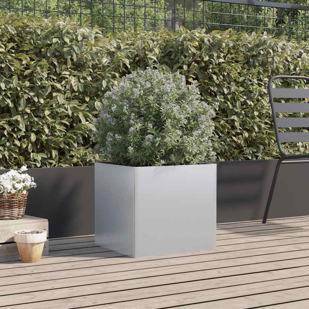 Plantenbak 49x47x46 cm gegalvaniseerd staal zilverkleurig is nu te koop bij PeponiXL, paradijselijk wonen!