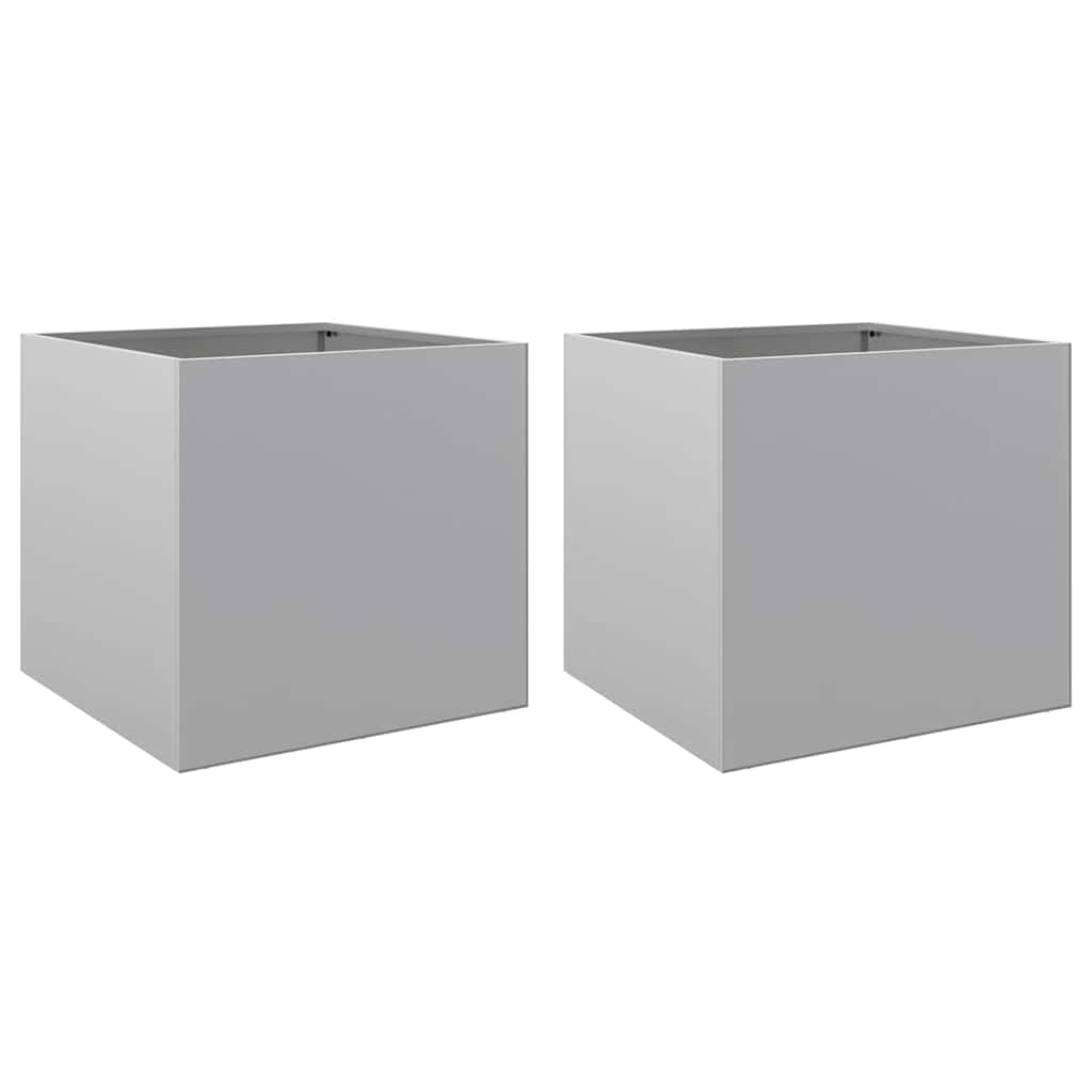 Plantenbakken 2 st 49x47x46 cm gegalvaniseerd staal zilverkleur is nu te koop bij PeponiXL, paradijselijk wonen!