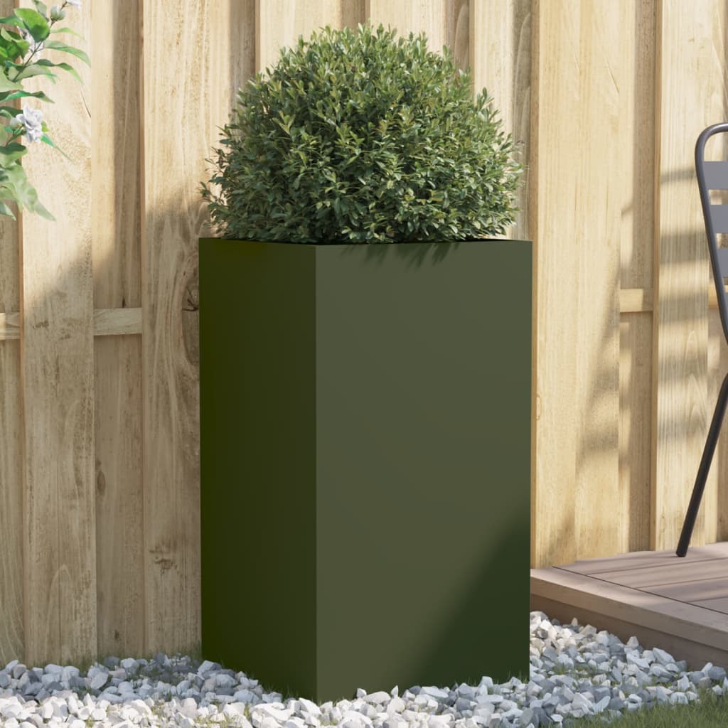 Plantenbak 42x38x75 cm staal olijfgroen is nu te koop bij PeponiXL, paradijselijk wonen!
