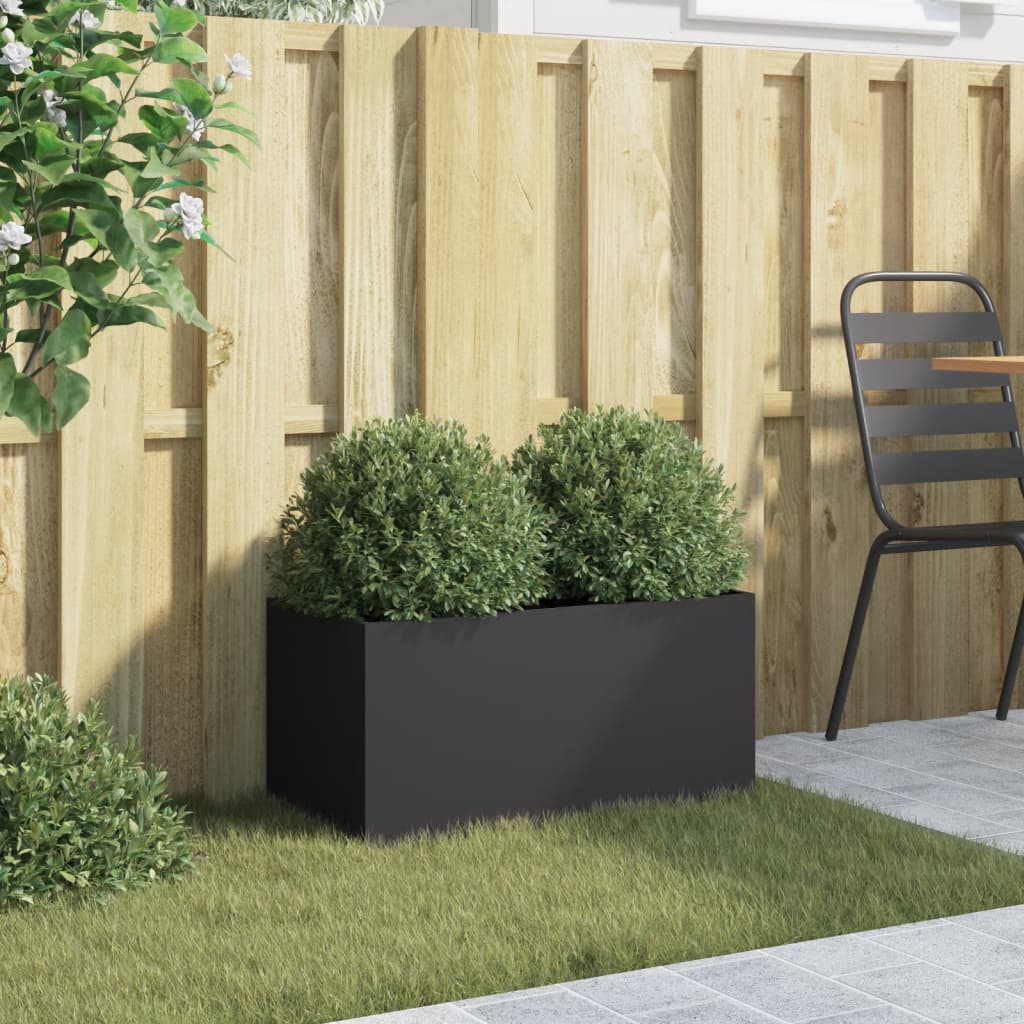 Plantenbak 62x30x29 cm staal zwart is nu te koop bij PeponiXL, paradijselijk wonen!