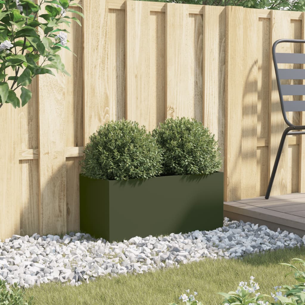 Plantenbak 62x30x29 cm staal olijfgroen is nu te koop bij PeponiXL, paradijselijk wonen!