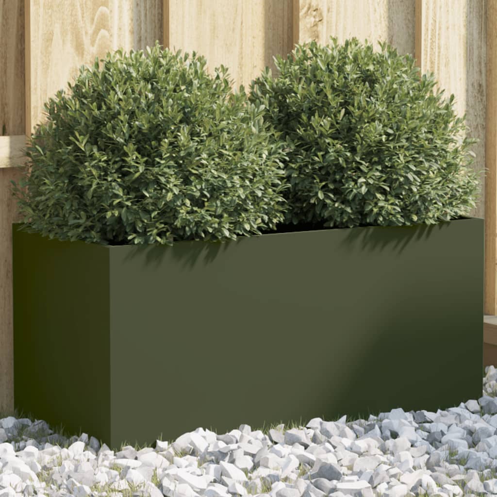 Plantenbak 62x30x29 cm staal olijfgroen is nu te koop bij PeponiXL, paradijselijk wonen!
