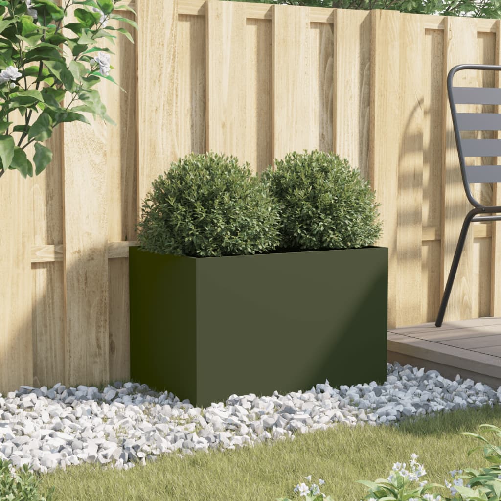 Plantenbak 62x40x39 cm staal olijfgroen is nu te koop bij PeponiXL, paradijselijk wonen!