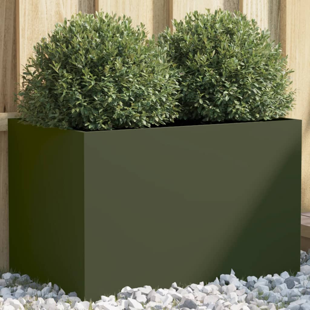 Plantenbak 62x40x39 cm staal olijfgroen is nu te koop bij PeponiXL, paradijselijk wonen!