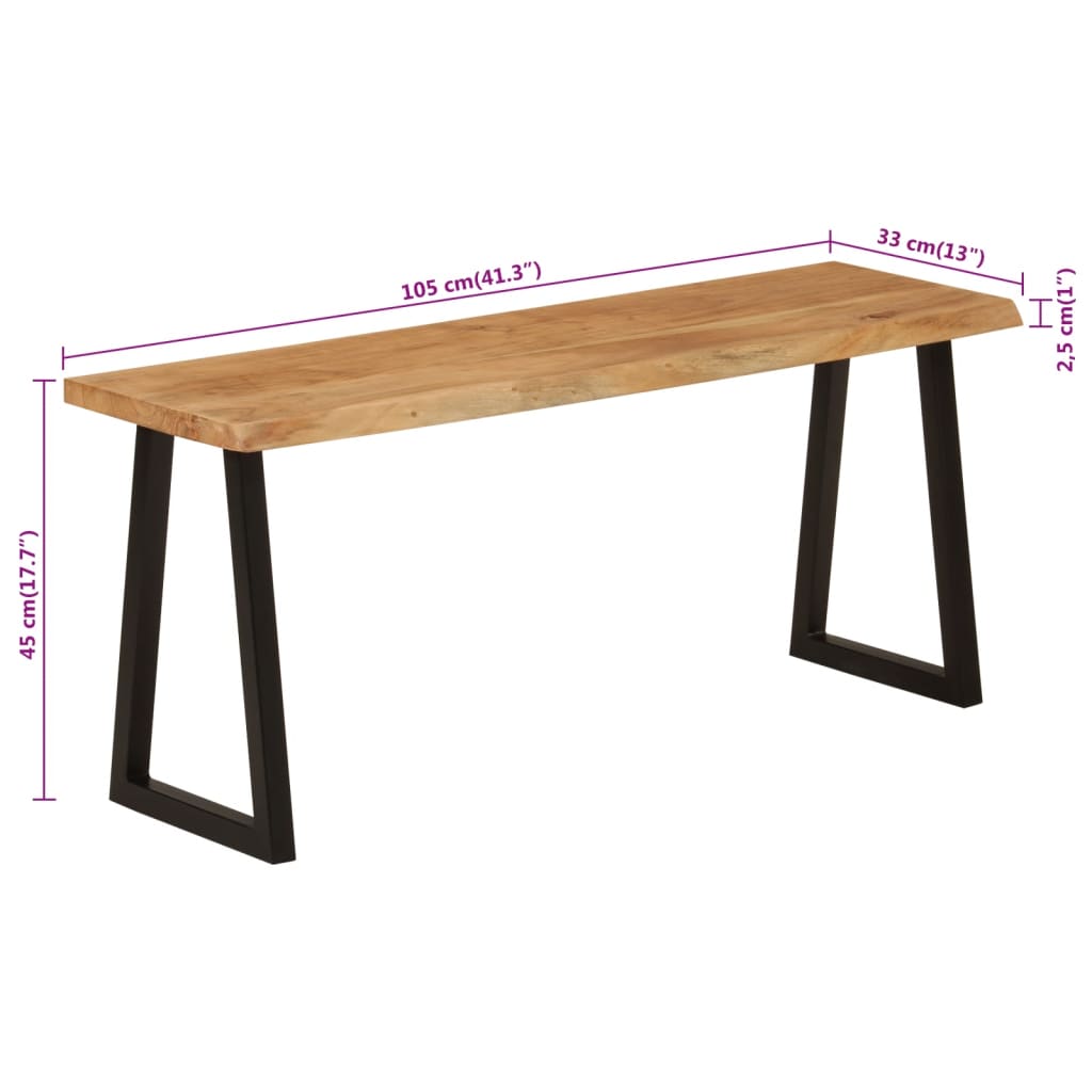 Bankje met natuurlijke rand 105 cm massief acaciahout is nu te koop bij PeponiXL, paradijselijk wonen!
