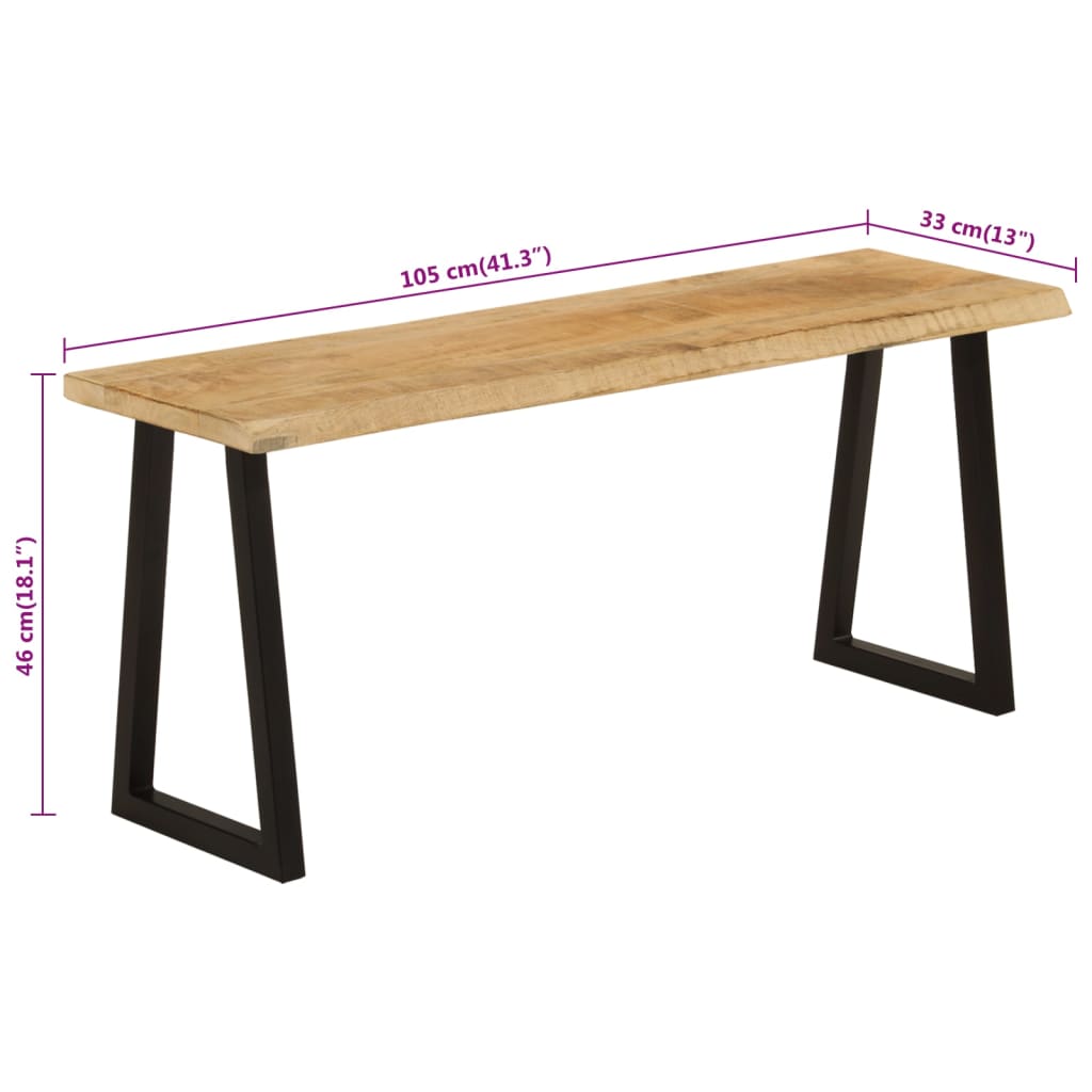 Bankje met natuurlijke rand 105 cm massief mangohout is nu te koop bij PeponiXL, paradijselijk wonen!