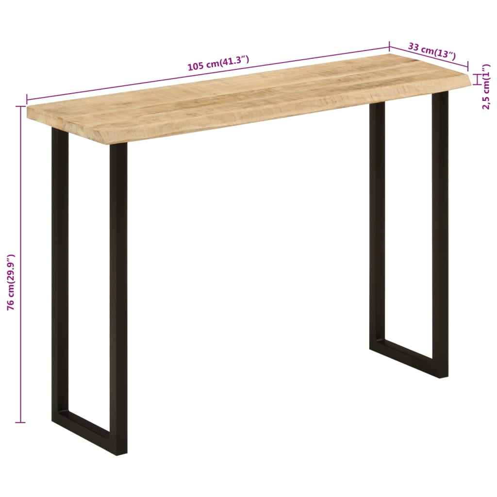 Wandtafel met natuurlijke rand 105x33x76 cm massief mangohout is nu te koop bij PeponiXL, paradijselijk wonen!